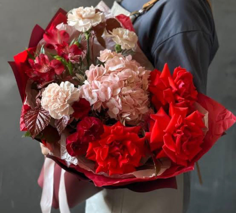 Romantic Valentine’s Day Wrapped Bouquet – Fresh Blooms for Your Loved One - pre order only.