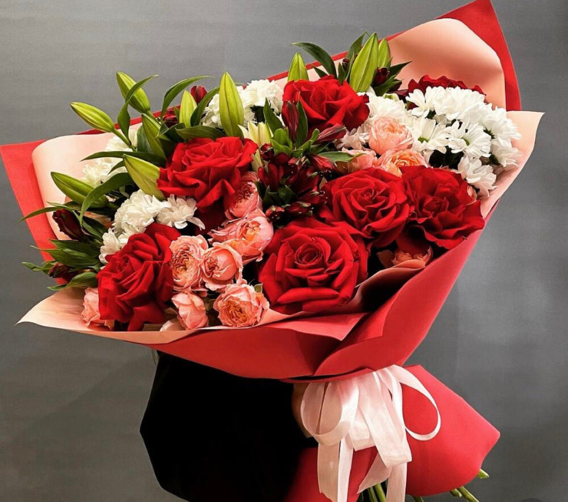 Romantic Valentine’s Day Wrapped Bouquet – Fresh Blooms for Your Loved One - pre order only.