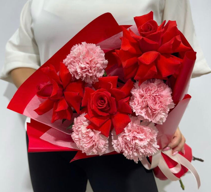 Romantic Valentine’s Day Wrapped Bouquet – Fresh Blooms for Your Loved One - pre order only.