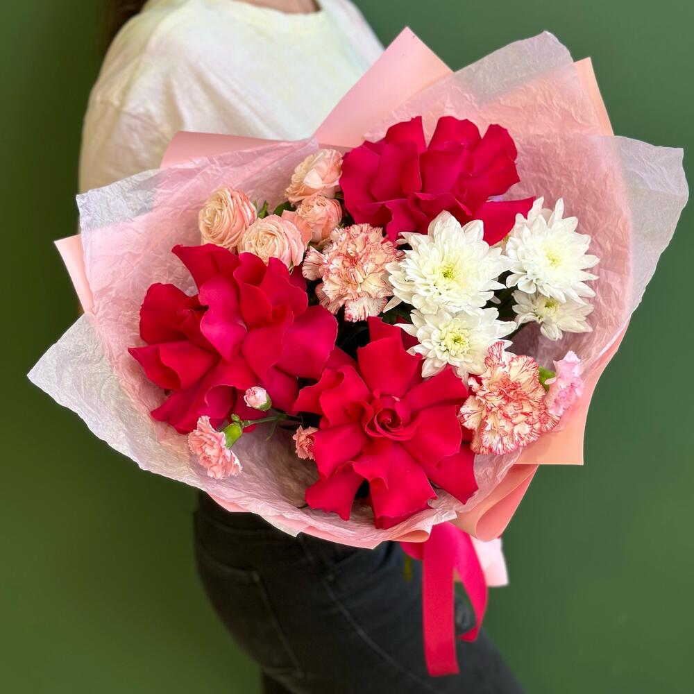 Romantic Valentine’s Day Wrapped Bouquet – Fresh Blooms for Your Loved One - pre order only.