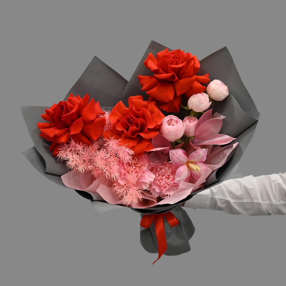 Romantic Valentine’s Day Wrapped Bouquet – Fresh Blooms for Your Loved One - pre order only.