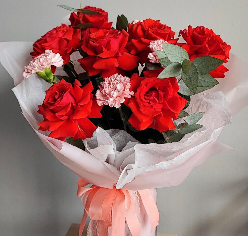 Romantic Valentine’s Day Wrapped Bouquet – Fresh Blooms for Your Loved One - pre order only.