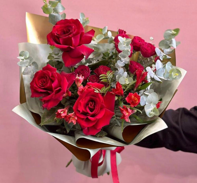 Romantic Valentine’s Day Wrapped Bouquet – Fresh Blooms for Your Loved One - pre order only.